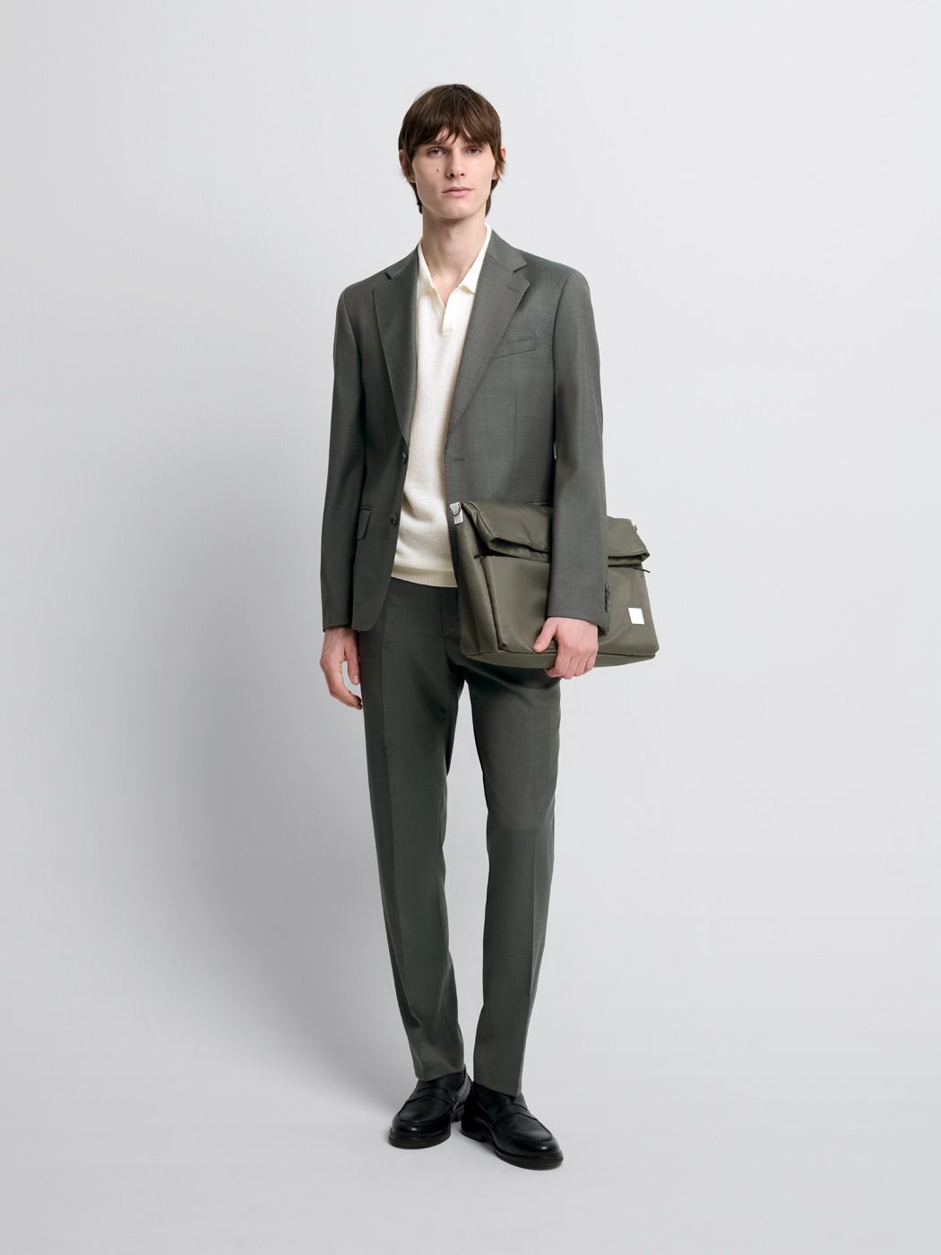 Costume 3 pièces slim en laine vert